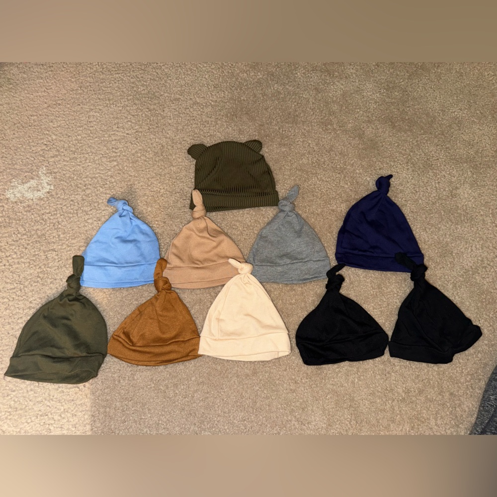 Set of 10 Baby Hats in Various Colors